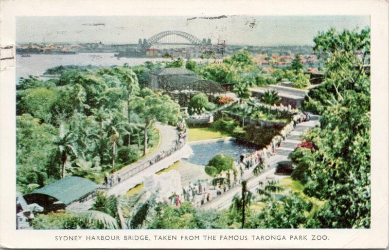 Sydney Harbour Bridge Taronga Park Zoo Australia AU c1956 Postcard E45 *As Is