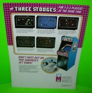 The Three Stooges Arcade FLYER Original 1984 Moe Larry Curly Game Art Print