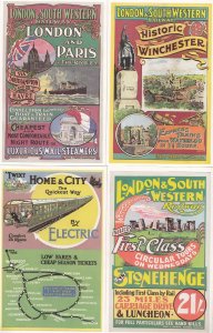 London & South Western Railway Ship Boat 4x Advertising Train Poster Postcard s