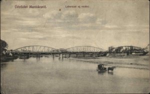 Hungary Udyozlet Munkacsrol Bridge Latoczai uj vashid c1910 Vintage Postcard