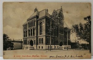 Madison Wisconsin Court House 1908 UDB to Lodi Wis Postcard F10