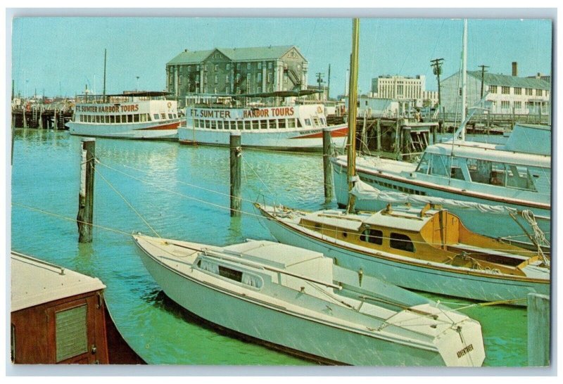 1960 Municipal Marina Docks Tour Boats Sumter Charleston South Carolina Postcard