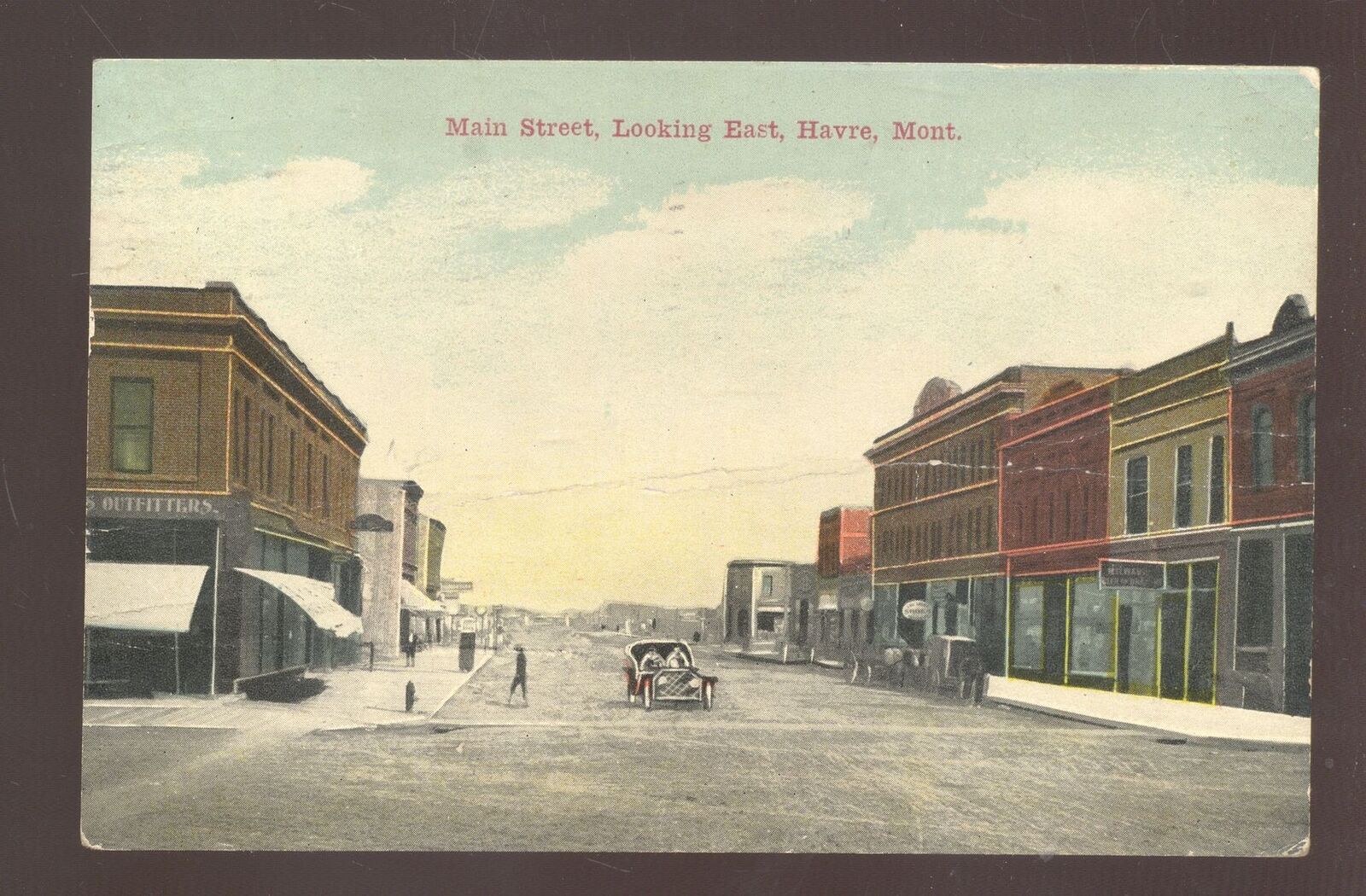 Havre Montana Downtown Main Street Stores OLD CAR Vintage Postcard 1912 ...