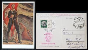 GERMANY THIRD 3rd REICH ORIGINAL PROPAGANDA CARD - SUDETENLAND - ZEPPELIN FLOWN