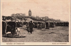 Netherlands Groeten Uit Zandvoort Strand Vintage Postcard C173