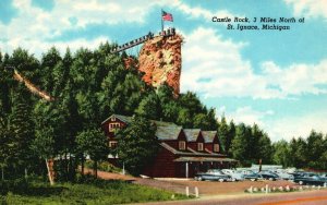 Vintage Postcard Castle Rock 3 Miles North of St. Ignace MI Michigan