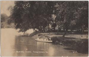 Iowa Ia Real Photo RPPC Postcard c1910 CAMBRIDGE Boating Scene Lake River?