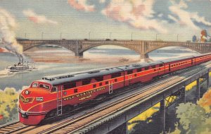 J76/ Interesting Postcard Linen GM&O Railroad Streamliner Train 434