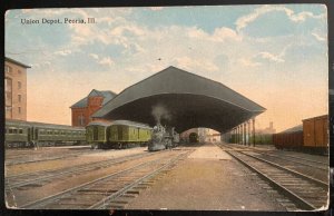 Vintage Postcard 1914 Union Depot, Peoria, Illinois (IL)