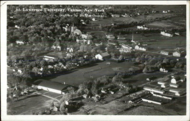 Canton NY St. Lawrence University Aerial View Real Photo Postcard