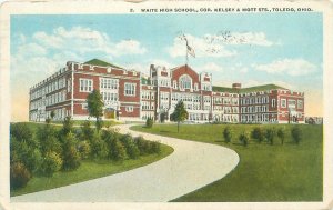 Postcard Toledo Ohio Waite High School WB 1921 Postmark