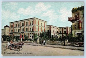 St Augustine Florida Postcard Hotel Granada Building Horse Carriage 1910 Antique