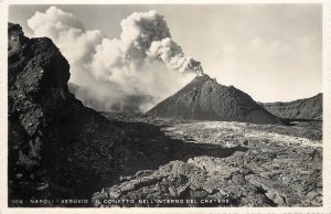 Italy Naples Vesuvius volcano photo postcard 1939