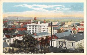 Hagerstown Maryland Business Section Birdseye View Antique Postcard K27003