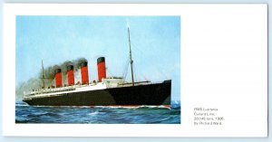 RMS LUSITANIA Cunard Line Ship RICHARD WARD Artist in 1906 Modern 4x8 Postcard