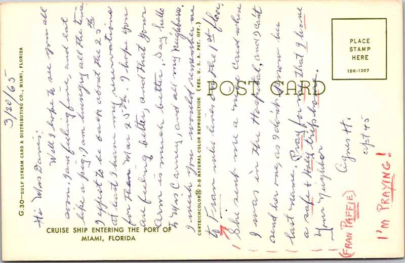 Postcard BOAT SCENE Miami Florida FL AM0464