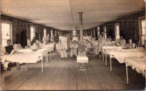 Real Photo Postcard Interior of a Military Hospital Ward