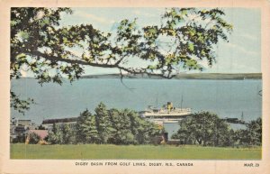 DIGBY NOVA SCOTIA CANADA~BASIN FROM GOLF LINKS~1948 PSTMK POSTCARD