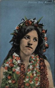 Hawaii HI Beautiful Hawaiian Woman c1910 Vintage Postcard