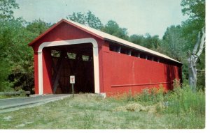 Vintage Postcard- Covered Bridge Wabash River Amishville USA 