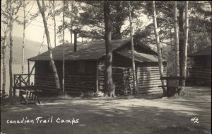 Long Cabin Canadian Trail Camps Bingham? Maine ME Real Photo Postcard