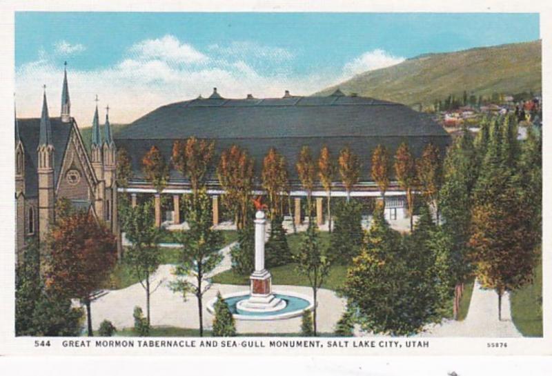 Utah Salt Lake City Great Mormon Tabernacle and Sea Gull Monument Curteich