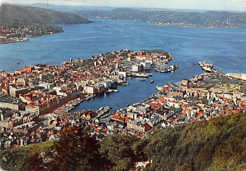 Norway Old Vintage Antique Post Card Aerial View Bergen 195