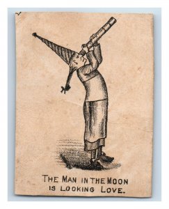 1880s Victorian Scrap The Man In The Moon Is Looking, Love P134