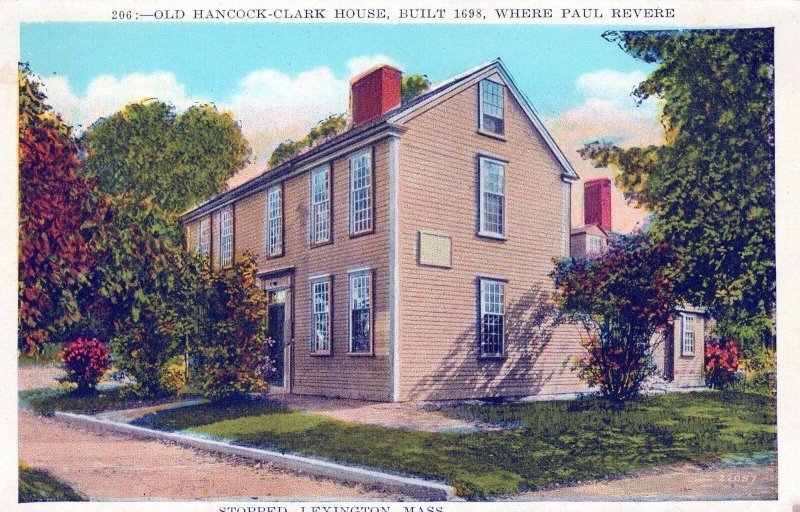 VINTAGE POSTCARD OLD HANCOCK-CLARKE HOUSE LEXINGTON MASSACHUSETTS (PAUL REVERE)