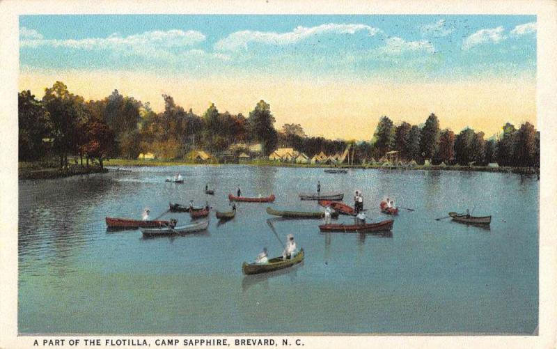 Brevard North Carolina Camp Shappire Flotilla Row Boats Antique Postcard K61951