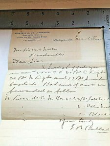 Vintage 1894 Letter from Standard Oil Company,Burlington, VT. Branch.  Y1