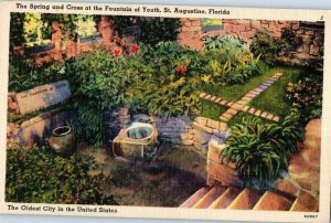 The Spring and Cross at the Fountain of Youth St Augustine Florida Postcard