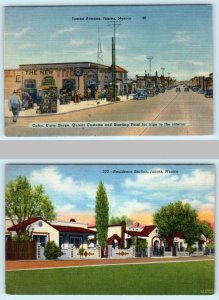 2 Postcards JUAREZ, MEXICO ~Street Scene JUAREZ AVENUE & Residence Section 1940s