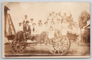 Hay Wagon Group People On the Farm RPPC c1910 Postcard D27