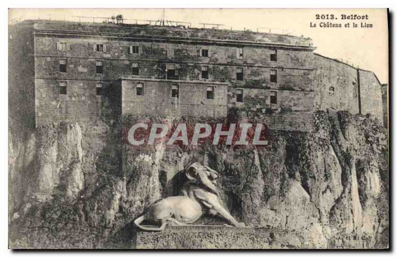 Old Postcard Belfort Castle and Lion