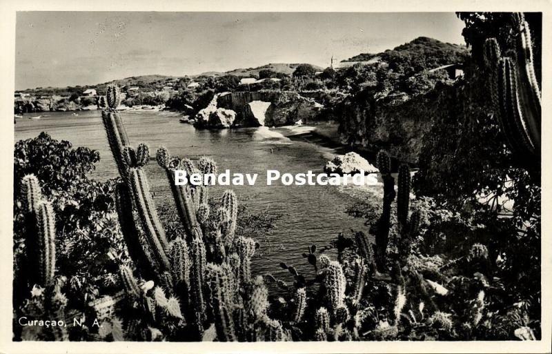 curacao, N.A., WEST POINT, Bay and Beach (1950s) RPPC 