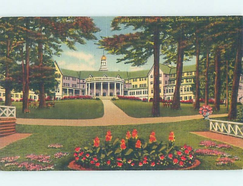 Linen HOTEL SCENE Adirondacks - Bolton Landing - Lake George New York NY H0967