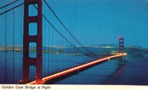Vintage Postcard Golden Gate Bridge At Night Suspension Bridge San Francisco CA
