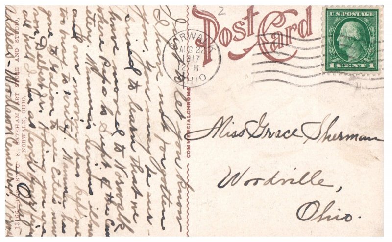 1917 Methodist Episcopal Church Norwalk Ohio Vintage Postcard PM