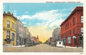 Crookston Minnesota Broadway Looking South Antique Postcard K105296