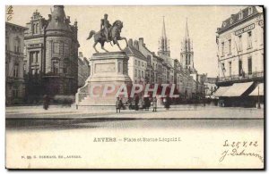 Old Postcard Statue Square Antwerp Leopold