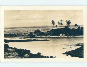 Pre-1950 rppc PALM TREES ON SHORELINE state of Hawaii HM3560