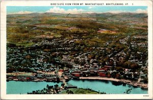 Vermont Brattleboro Birds Eye View From Mount Wantastiquet 1903 Curteich