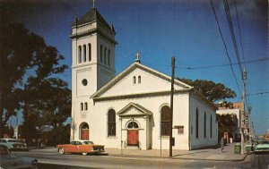 PORTSMOUTH, Virginia VA   OLD TRINITY CHURCH  50's Cars  VINTAGE Chrome Postcard