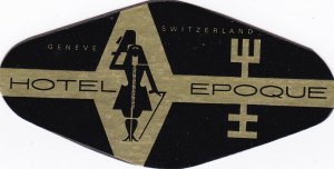 Switzerland Geneve Hotel Epoque Vintage Luggage Label sk2703