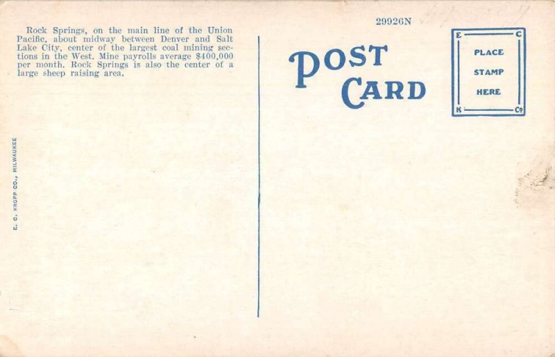 Rock Springs Wyoming South Front Street Rialto Theatre Vintage Postcard AA26292