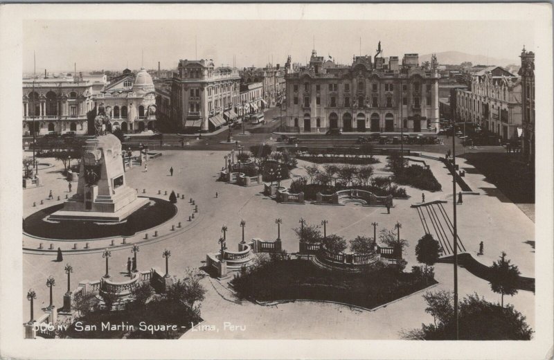 RPPC Postcard San Martin Square Lima Peru