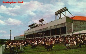 Postcard Rockingham Park Grandstand & Club House Home Of Sweepstakes Salem NH