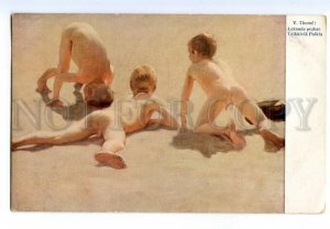 497539 Verner THOME Kids Boys in Beach SUNNY Nude Vintage postcard Heckscher