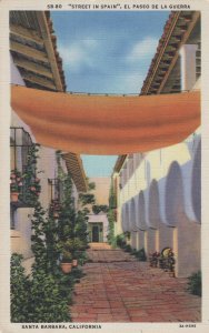 Street in Spain El Paseo De La Guerra California USA Linen Postcard